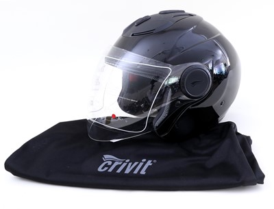 Lot 604 - An Open Face Motorcycle Helmet Gloss Black