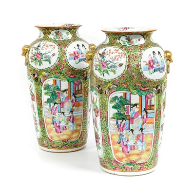 Lot 204 - A Pair of Cantonese Porcelain Vases, 19th...