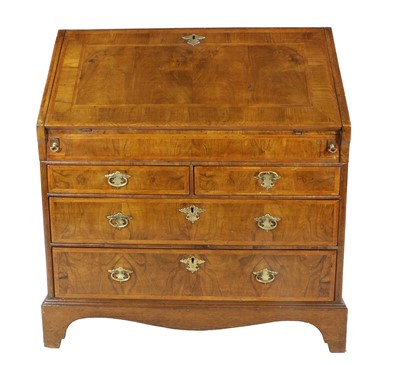 Lot 1172 - A George I Walnut and Featherbanded Bureau,...