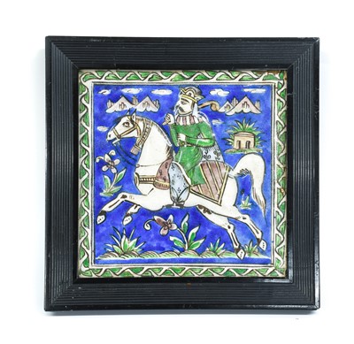 Lot 223 - A Qajar Pottery Tile, late 19th century,...