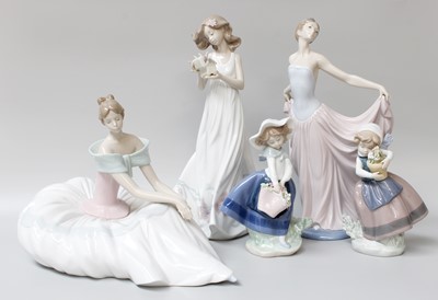 Lot 130 - Four Lladro Figures, together with a Nao...