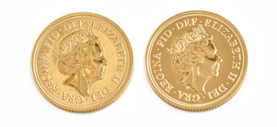 Lot 422 - 2x Elizabeth II, Sovereigns 2016; both...