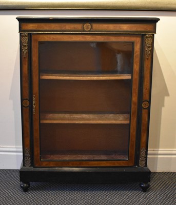 Lot 1522 - A Victorian Ebonised Pier Cabinet, banded in...