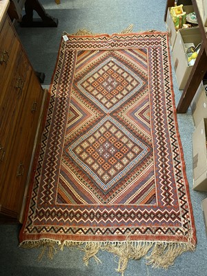 Lot 1112 - A Flat Weave rug, possibly Veramin, the field...