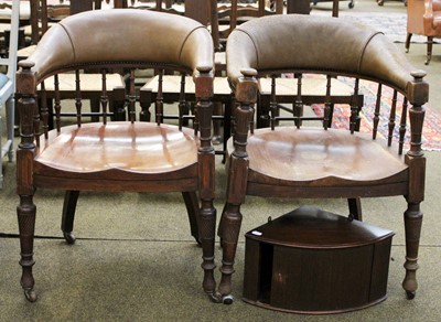 Lot 1441 - A Pair of Edwardian Walnut Tub Shape Armchairs,...