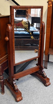 Lot 1320 - A 19th Century Mahogany Cheval Mirror, 71cm by...