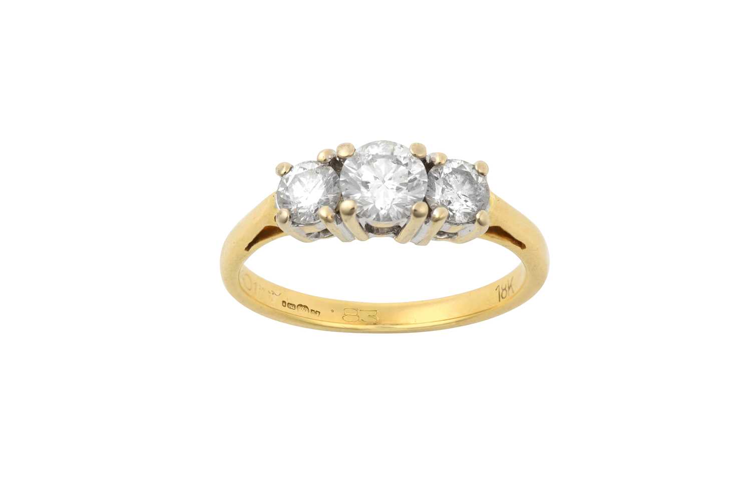 Lot 2037 - An 18 Carat Gold Diamond Three Stone Ring the...