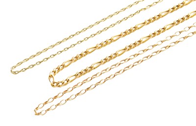 Lot 480 - A 9 Carat Gold Figaro Link Chain, length 44cm;...