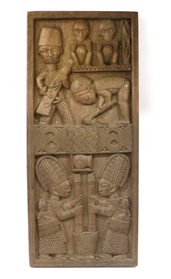 Lot 198 - A Yoruba Wood Door Panel, Nigeria, of double...