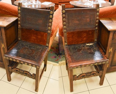 Lot 1528 - A Pair of Carved Oak Side Chairs, in 17th...