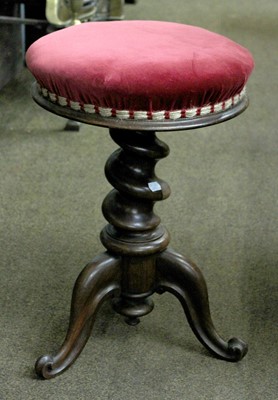 Lot 1490 - A Victorian Mahogany Adjustable Music Stool,...