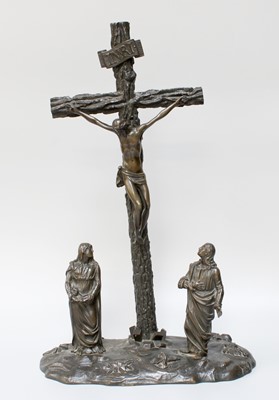 Lot 437 - A French Bronze Crucifixion Group, 19th...