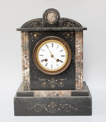 Lot 322 - A Victorian Slate and Marble Mantel Clock, a...