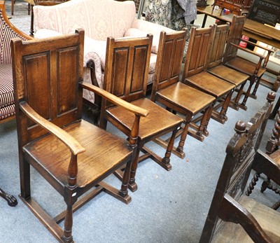 Lot 1313 - An Oak Drawer Leaf Table and Six Matching...