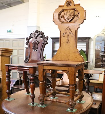 Lot 1402 - A Victorian Mahogany Hall Chair, together with...