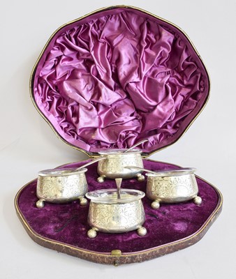 Lot 23 - A Cased Set of Four Victorian Silver...