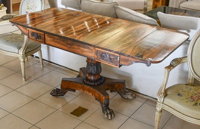 Lot 1219 - A Regency Rosewood Sofa Table On Paw Feet,...