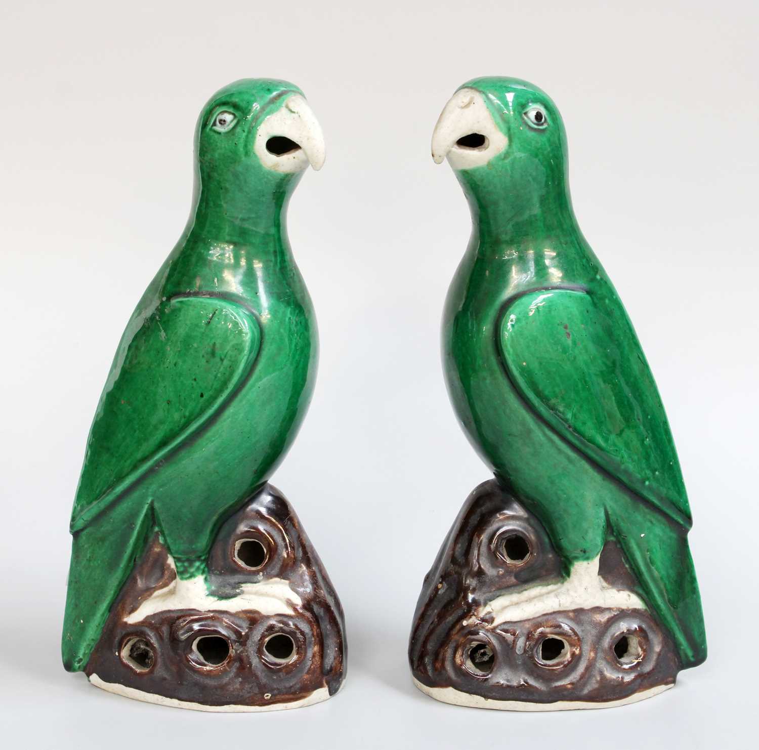 Lot 85 - A Pair of Chinese Porcelain Models of Parrots,...