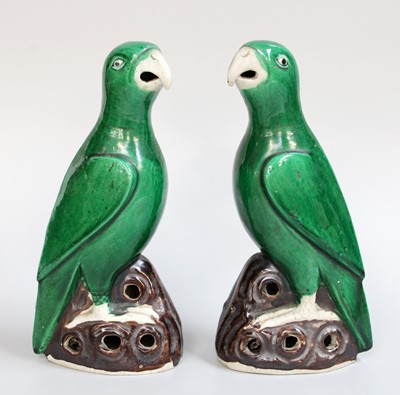 Lot 85 - A Pair of Chinese Porcelain Models of Parrots,...