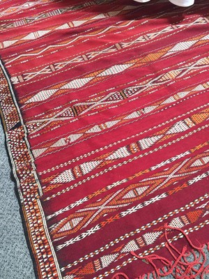 Lot 355 - ~ Good Berber Moroccan Flat Woven Rug, circa...