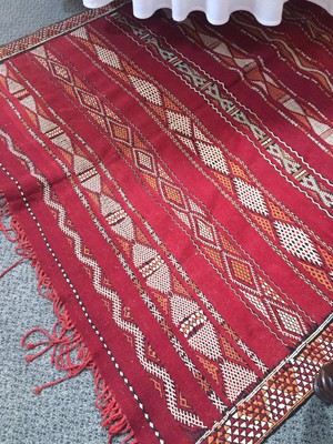Lot 355 - ~ Good Berber Moroccan Flat Woven Rug, circa...
