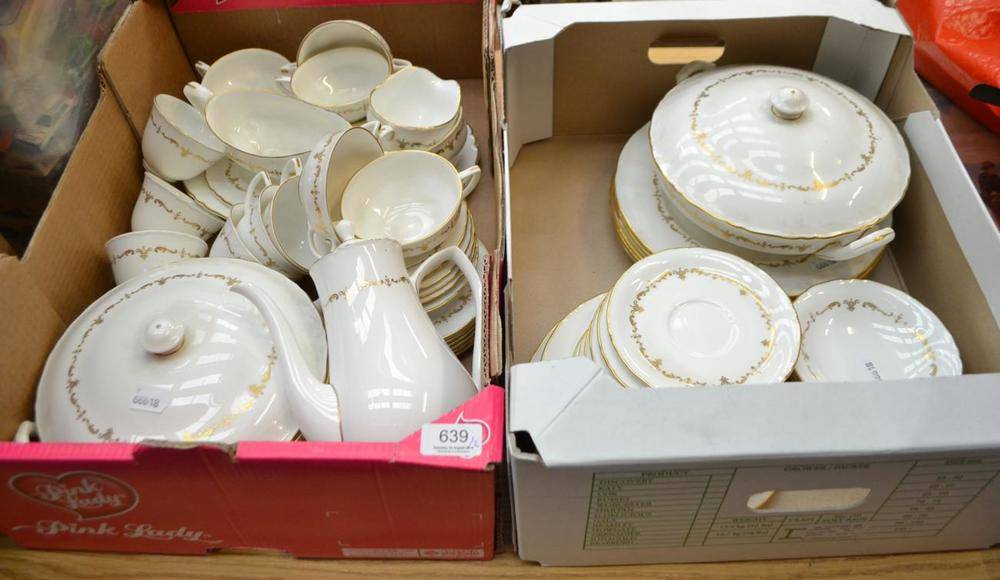 Lot 639 - Royal Worcester 'Gold Chantilly' pattern part dinner and tea service