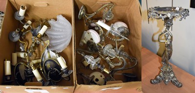 Lot 330 - Assorted Wall Light Fittings, including an Art...