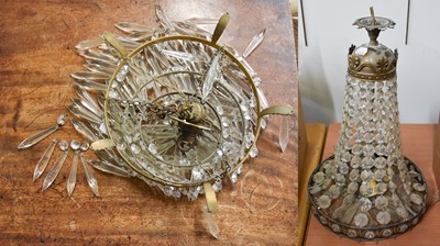 Lot 329 - A Three Branch Ceiling Light, of tent and bag...