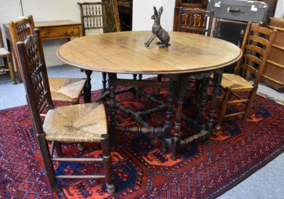 Lot 1347 - An 18th Century Oak Gateleg Dining Table,...