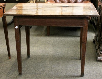 Lot 1449 - An Oak Plank Top Single Drawer Table, raised...