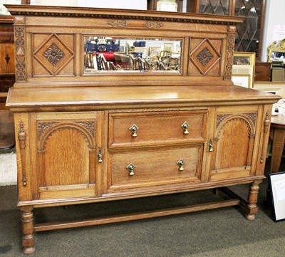 Lot 1423 - An Oak Mirror Back Sideboard, early 20th...