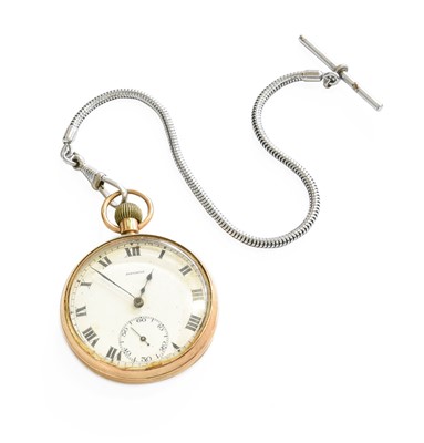 Lot 448 - A 9 Carat Gold Open Faced Pocket Watch, signed...