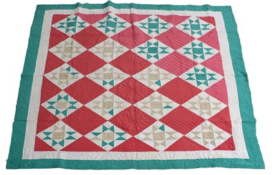 Lot 2080 - Late 19th Century Patchwork Quilt in green,...