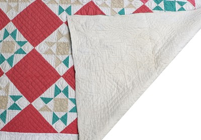 Lot 2080 - Late 19th Century Patchwork Quilt in green,...