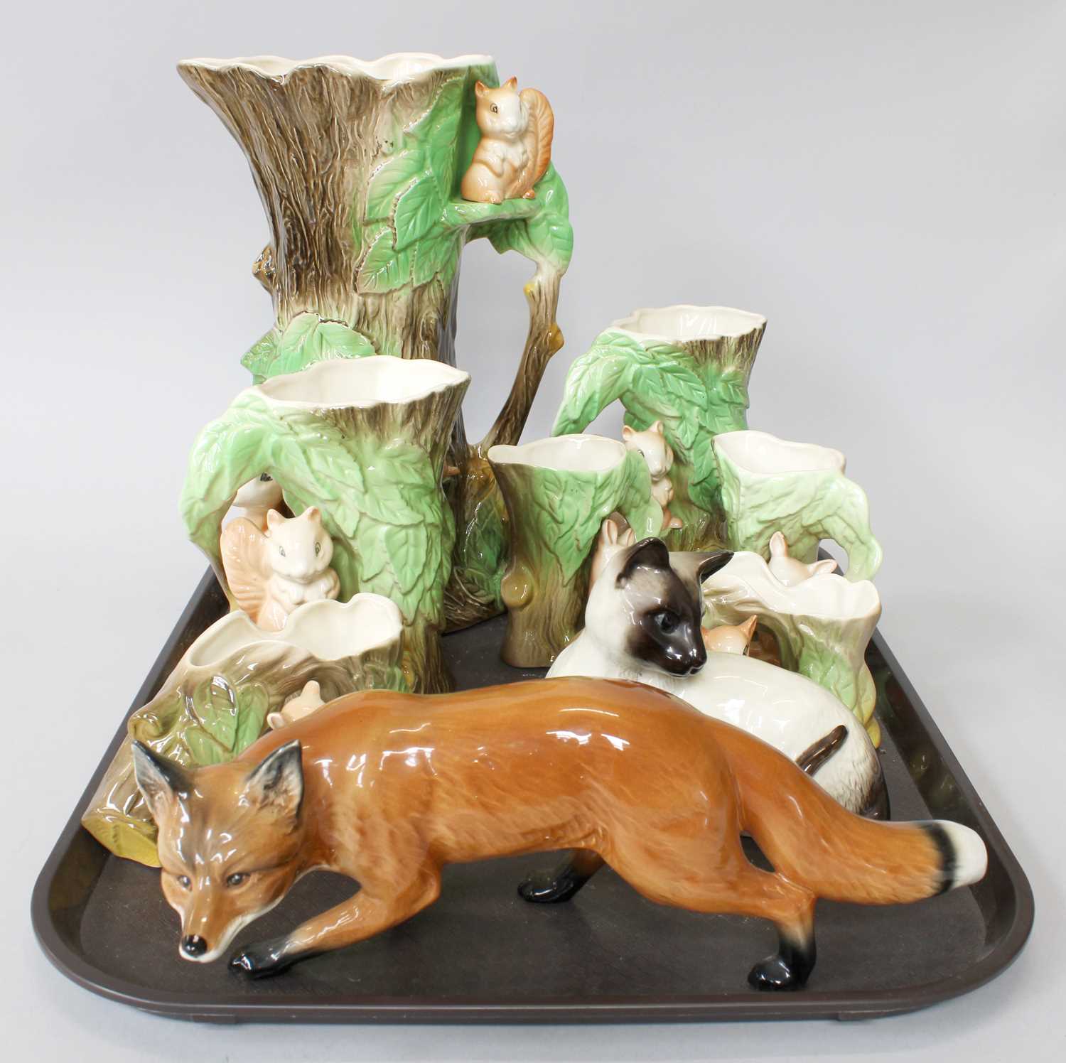 Lot 221 - Beswick Siamese Cat; together with a fox and a...