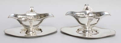 Lot 141 - Two Edward VII Silver Sauceboats and Stands,...