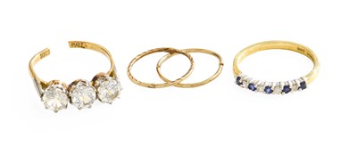 Lot 454 - An 18 Carat Gold Sapphire and Diamond Half...