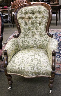 Lot 1431 - A Victorian Walnut Spoon Back Nursing Chair,...