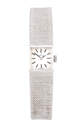 Lot 2435 - Omega: A Lady's 9 Carat White Gold Wristwatch,...