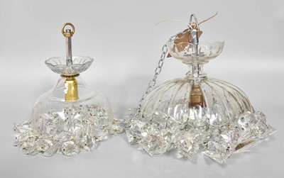 Lot 264 - Two Similar Cut Glass Ceiling Lights, of dome...