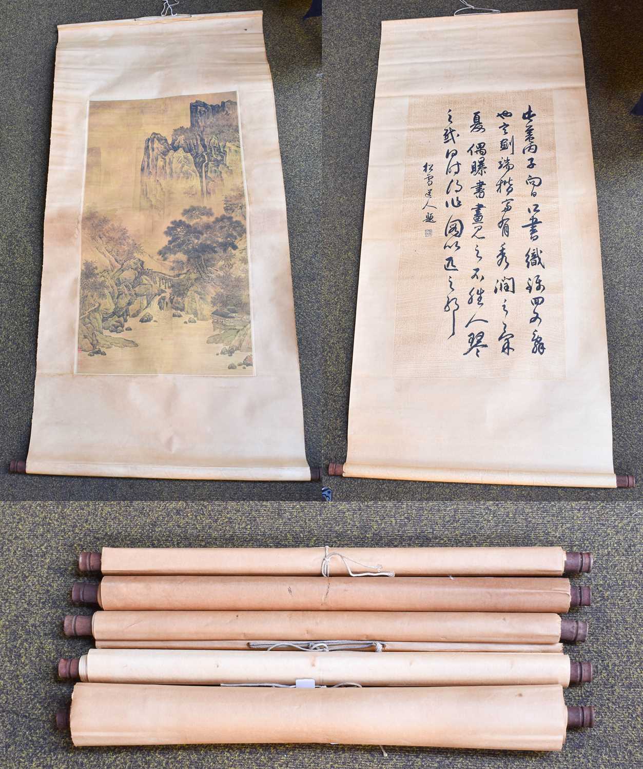 Lot 284 - Five Chinese Caligraphy Scrolls, 20th century