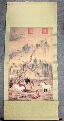 Lot 118 - A 20th Century Chinese Scroll, depicting horses