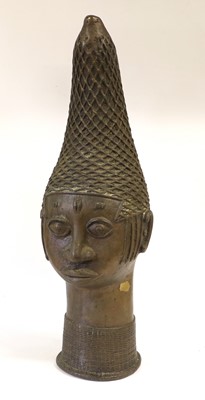 Lot 193 - A Mid-20th Century Benin Bronze Bust of Queen...