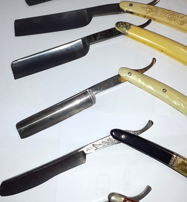 Lot 170 - A Collection of Ten Cut Throat Razors, by...