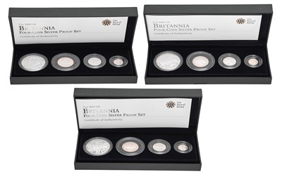 Lot 368 - 3x Britannia Silver Proof Sets, to include...