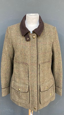 Lot 1073 - Joules Green Tweed Field Coat, faux suede...