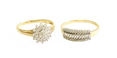 Lot 537 - A 9 Carat Gold Diamond Cluster Ring, finger...