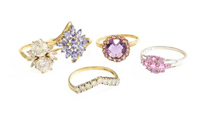 Lot 539 - Five 9 Carat Gold Dress Rings, including a...