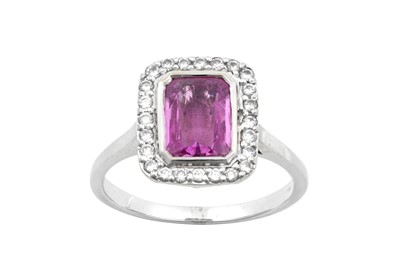 Lot 2030 - An 18 Carat White Gold Synthetic Pink Sapphire...
