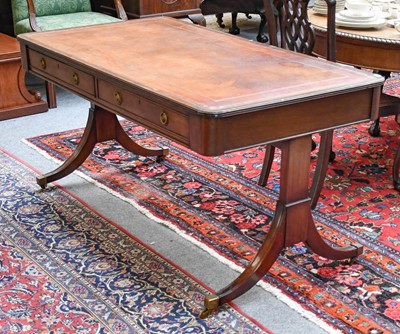 Lot 1281 - A Georgian Style Two Drawer Mahogany Writing...